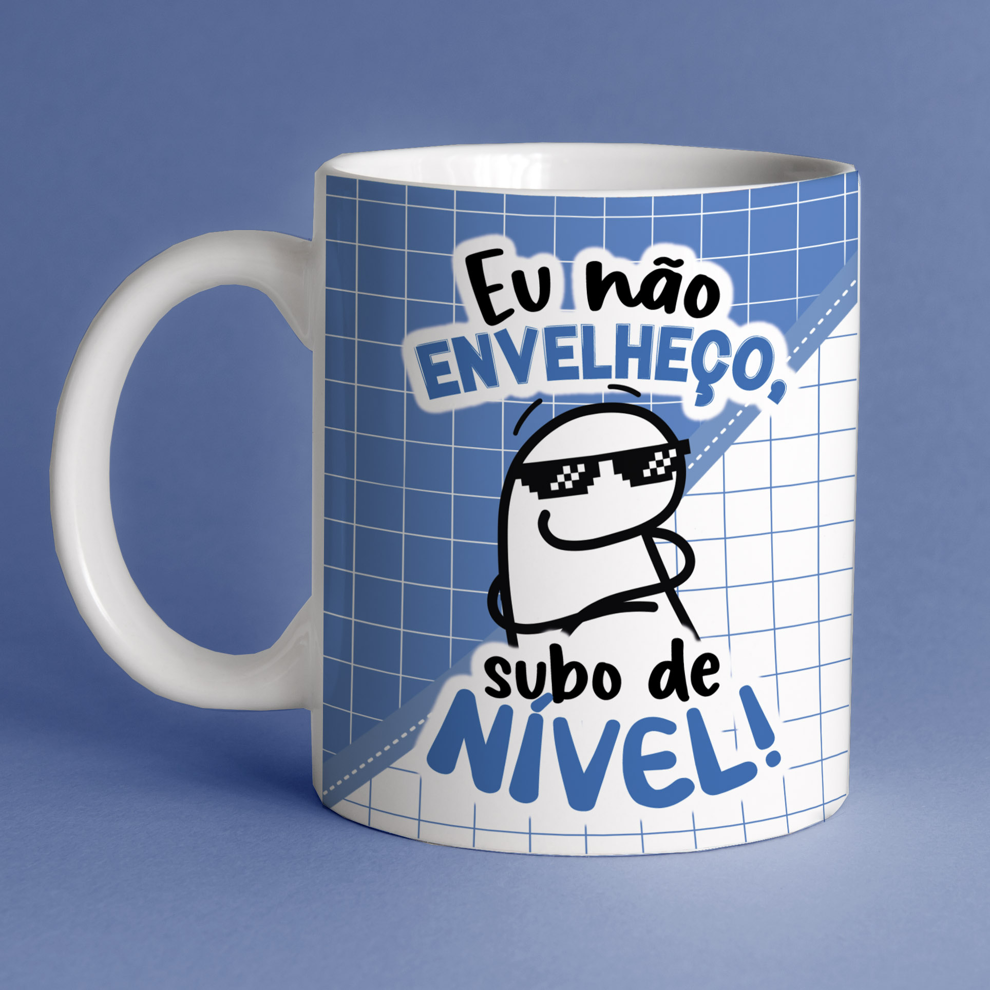 Caneca Personalizada de Porcelana - Pai - Eu não envelheço, subo de nível