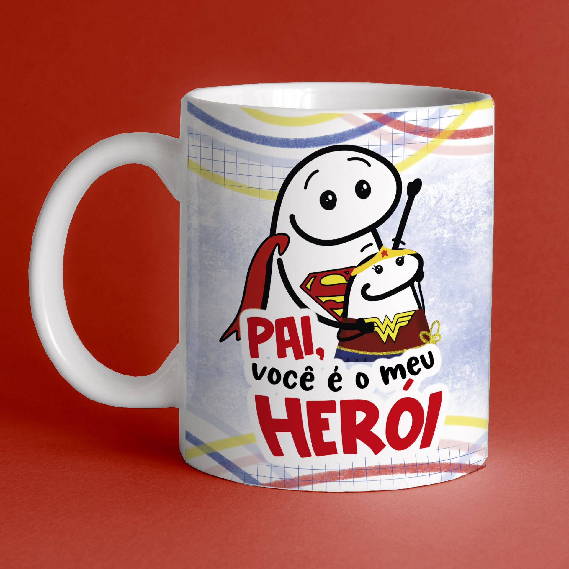 Caneca Personalizada de Porcelana - Pai - Pai, você é meu herói com Flok menina
