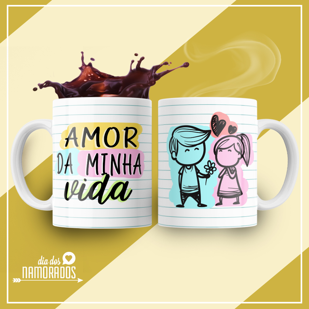 Caneca Personalizada de Porcelana - Namorados - Amor da minha vida