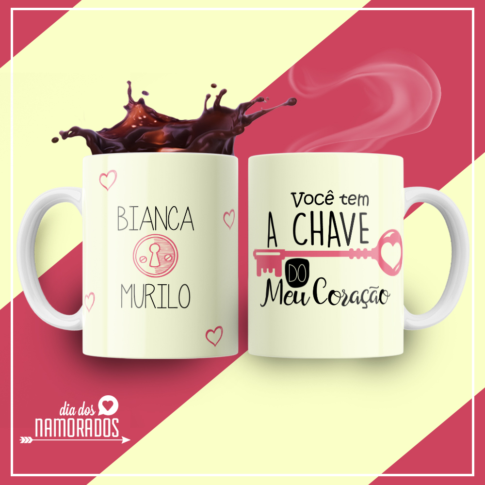Caneca Personalizada de Porcelana - Namorados - Você tem a chave do meu coração