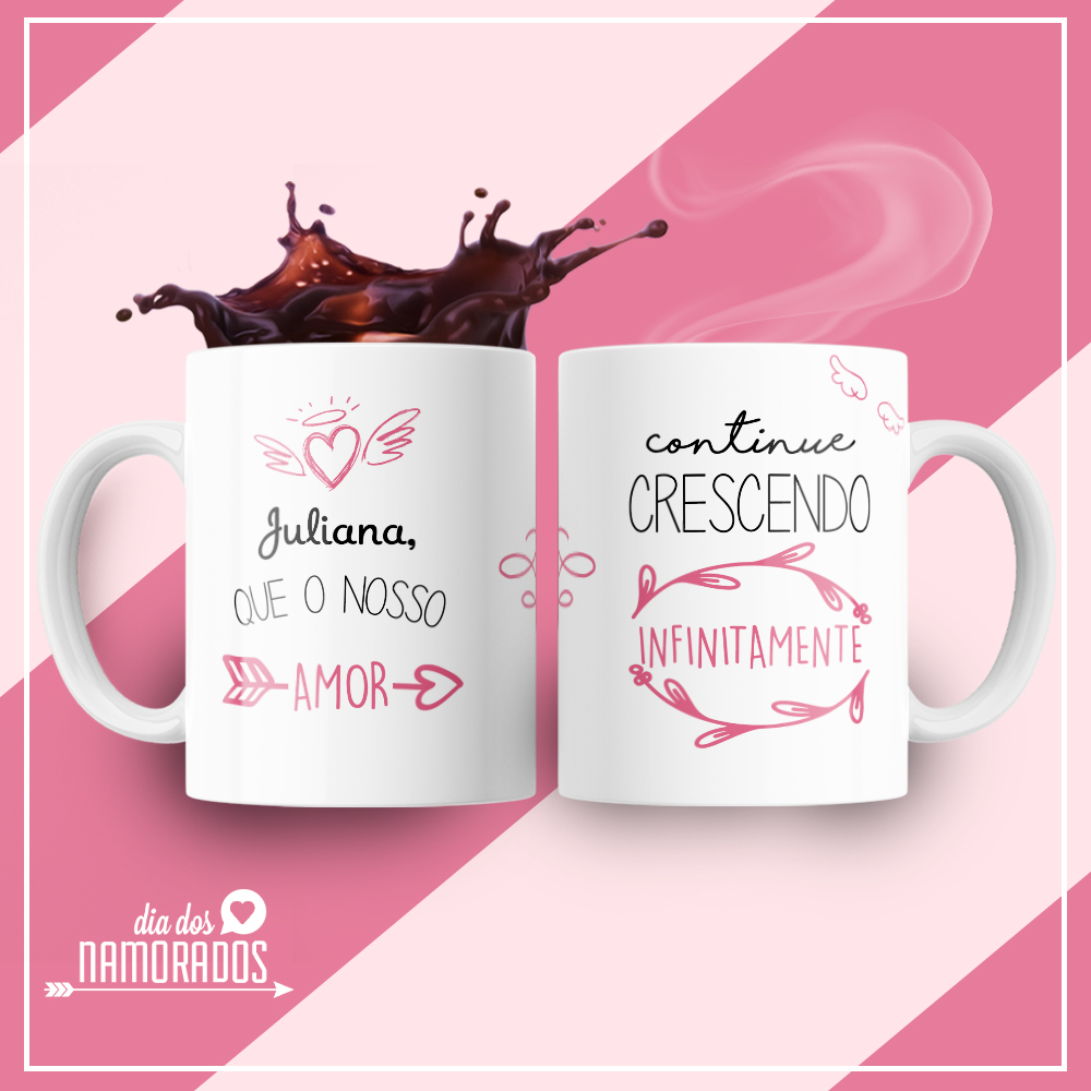 Caneca Personalizada de Porcelana - Namorados - Continue crescendo infinitamente