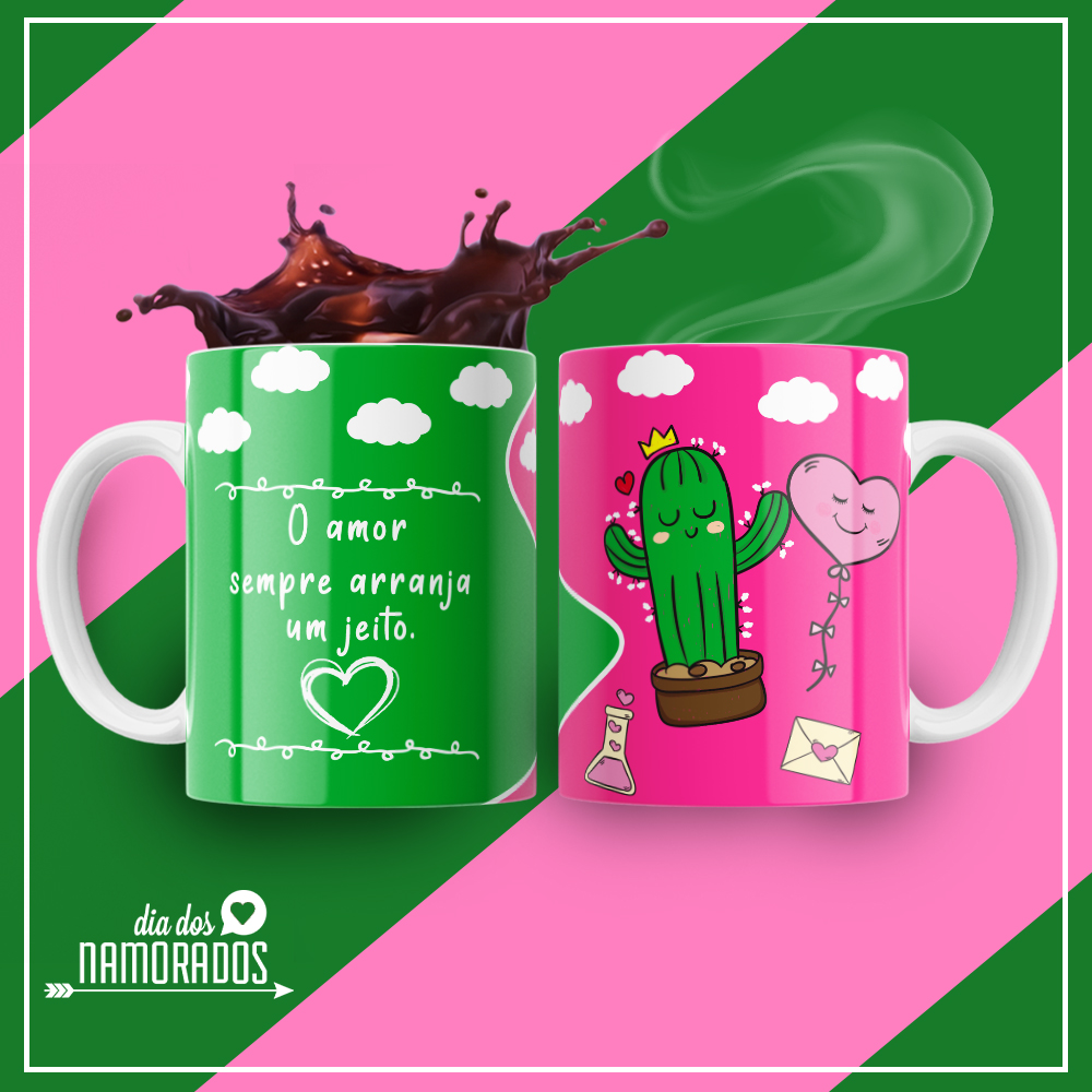 Caneca Personalizada de Porcelana - Namorados - O amor sempre arranja um jeito