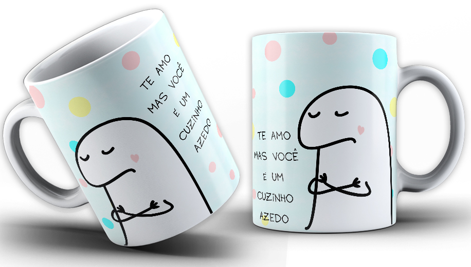 Caneca Personalizada de Porcelana - Namorados - Te amo, mas você é um cuzinho azedo