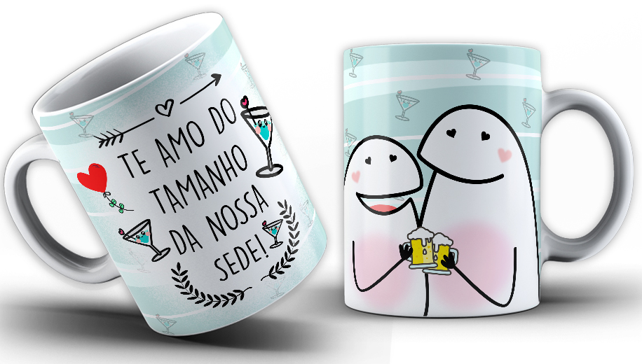 Caneca Personalizada de Porcelana - Namorados - Te amo do tamanho da nossa sede