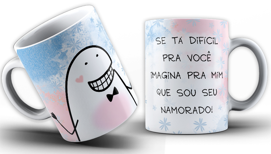 Caneca Personalizada de Porcelana - Namorados - Se ta difícil pra você, imagina pra mim que sou seu namorado.