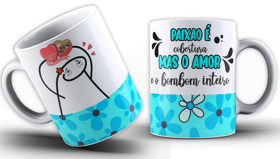 Caneca Personalizada de Porcelana - Namorados - Paixão é Cobertura, mas o amor é o bombom interno