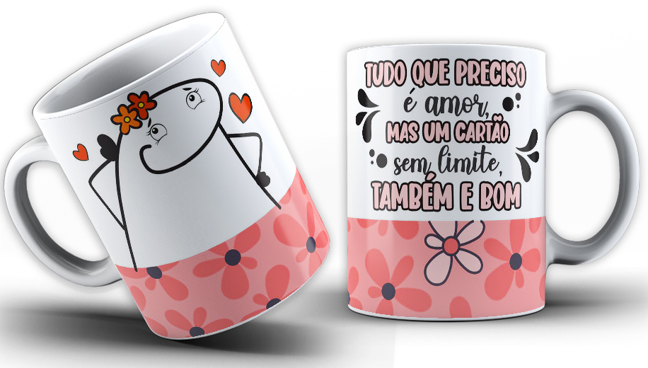 Caneca Personalizada de Porcelana - Namorados - Tudo que preciso é o amor . mas um cartão sem limite 