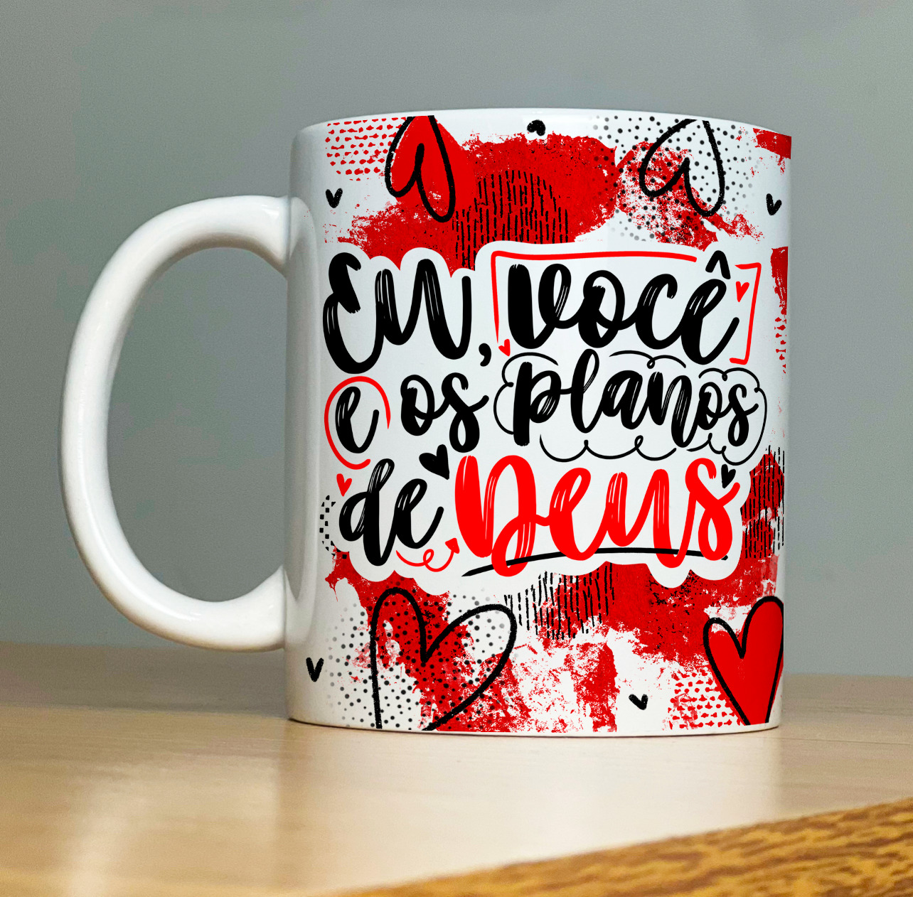 Caneca Personalizada de Porcelana - Namorados - Eu Você e os planos de Deus 