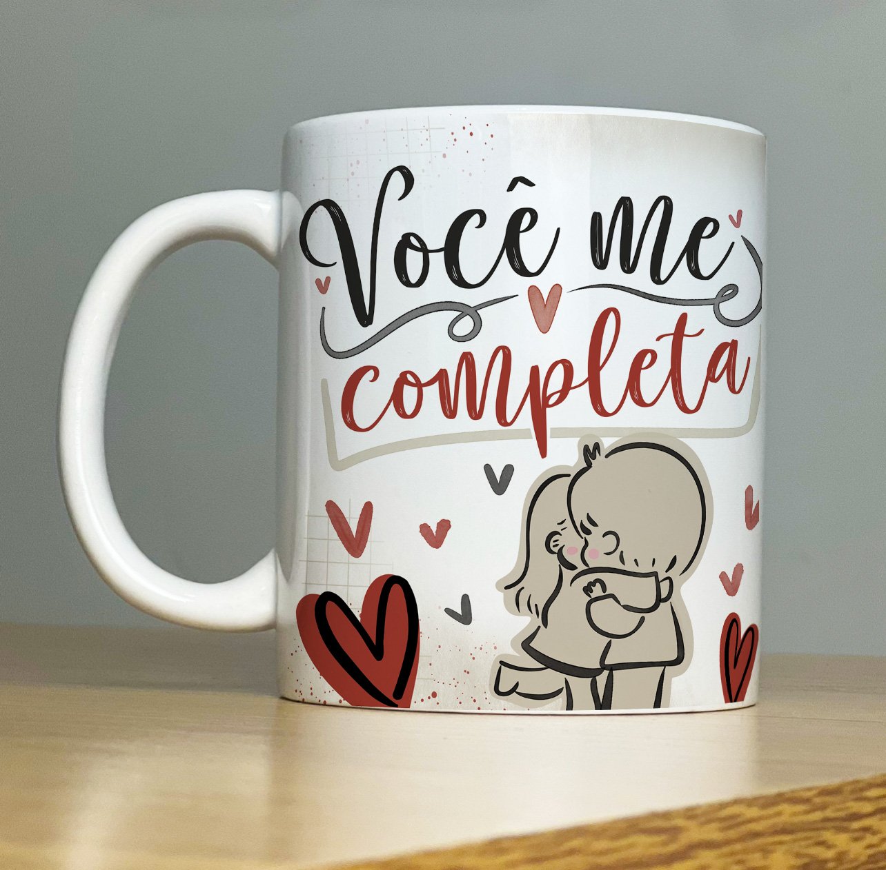 Caneca Personalizada de Porcelana - Namorados -  Você me completa