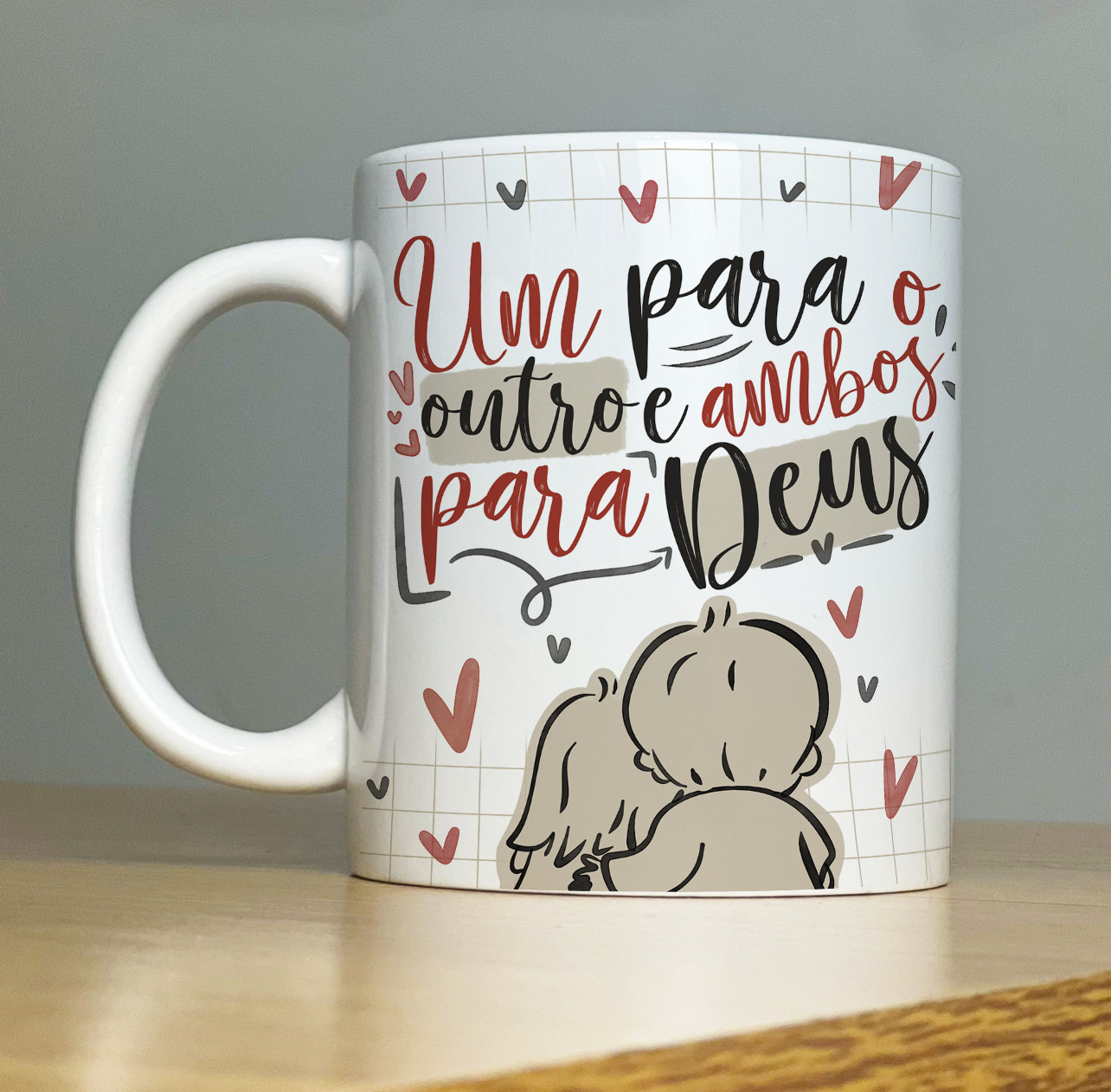 Caneca Personalizada de Porcelana - Namorados -  Um para o outro e ambos para Deus