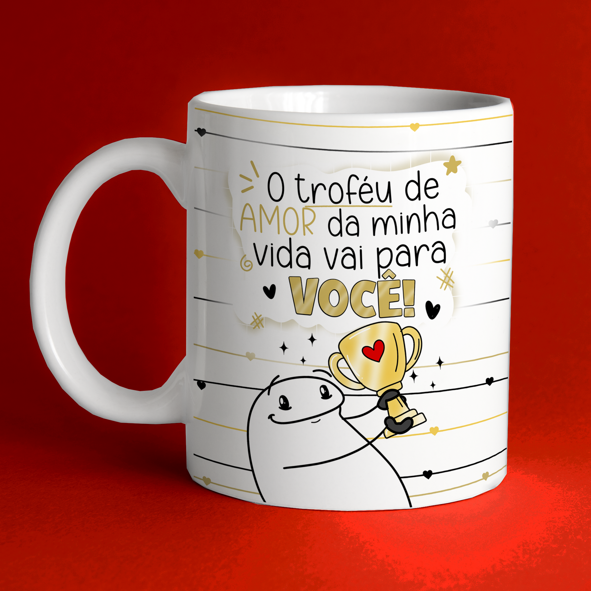 Caneca Personalizada de Porcelana - Namorados - O troféu de amor da minha vida vai você com Flork