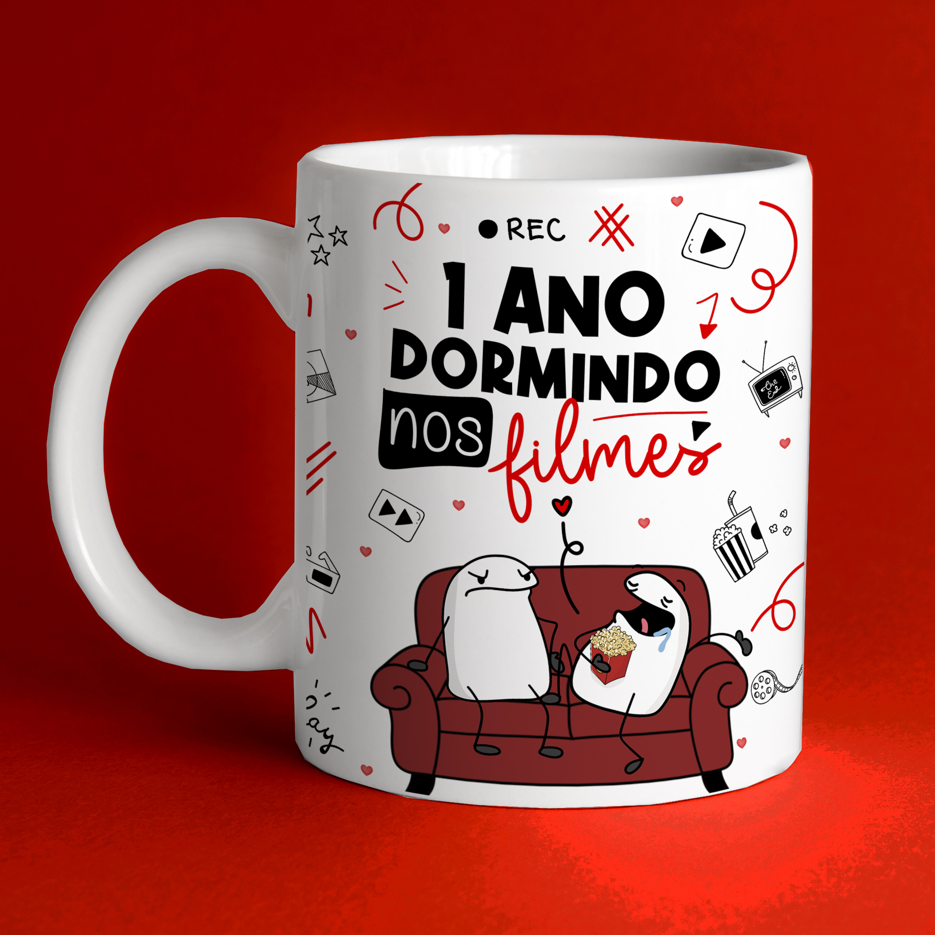 Caneca Personalizada de Porcelana - Namorados - 1 ano dormindo nos filmes