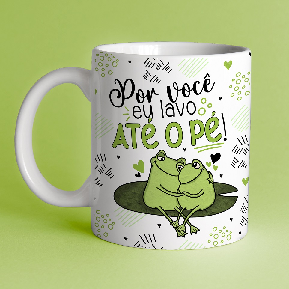 Caneca Personalizada de Porcelana - Namorados - Por você eu levo até o pé