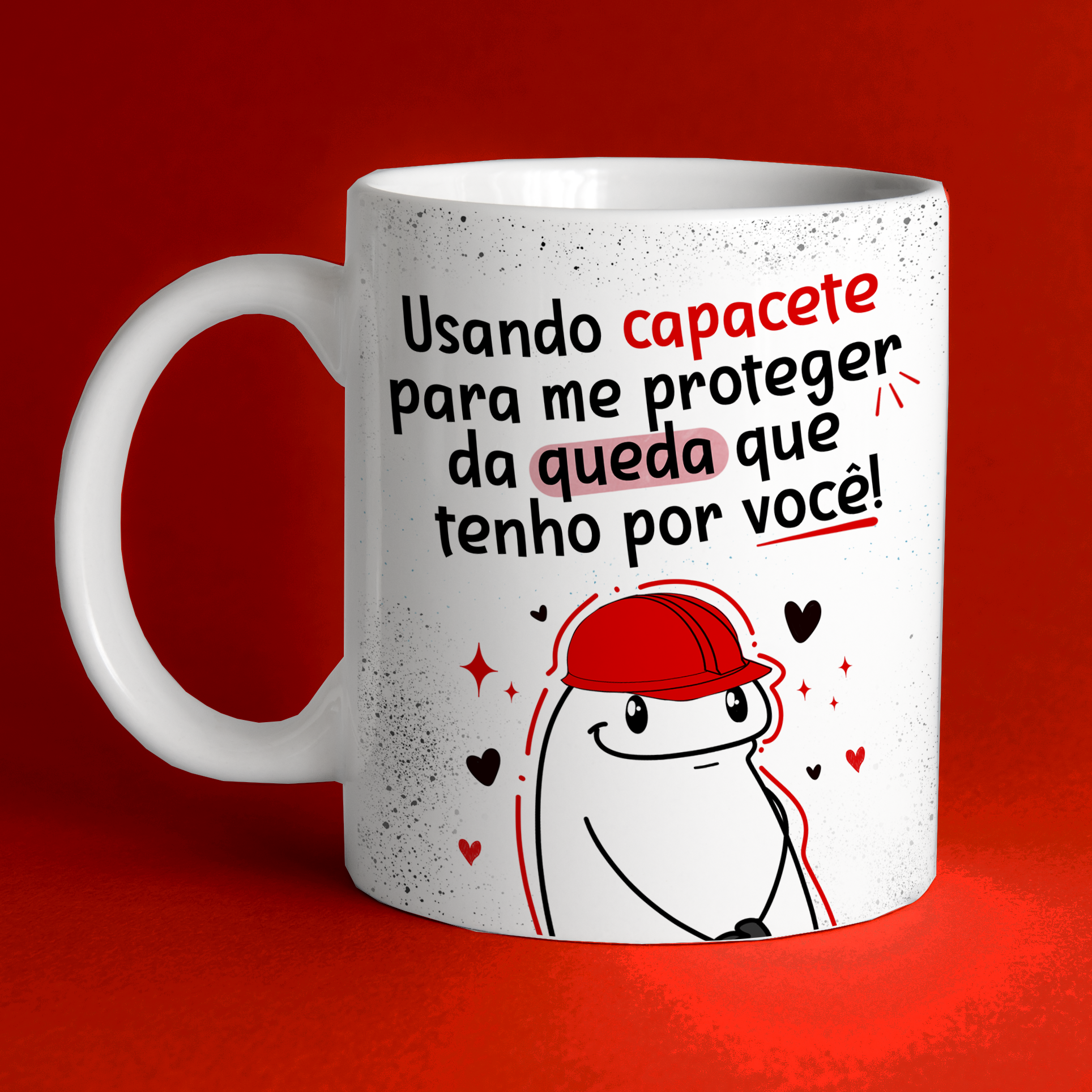 Caneca Personalizada de Porcelana - Namorados - Usando capacete para me proteger