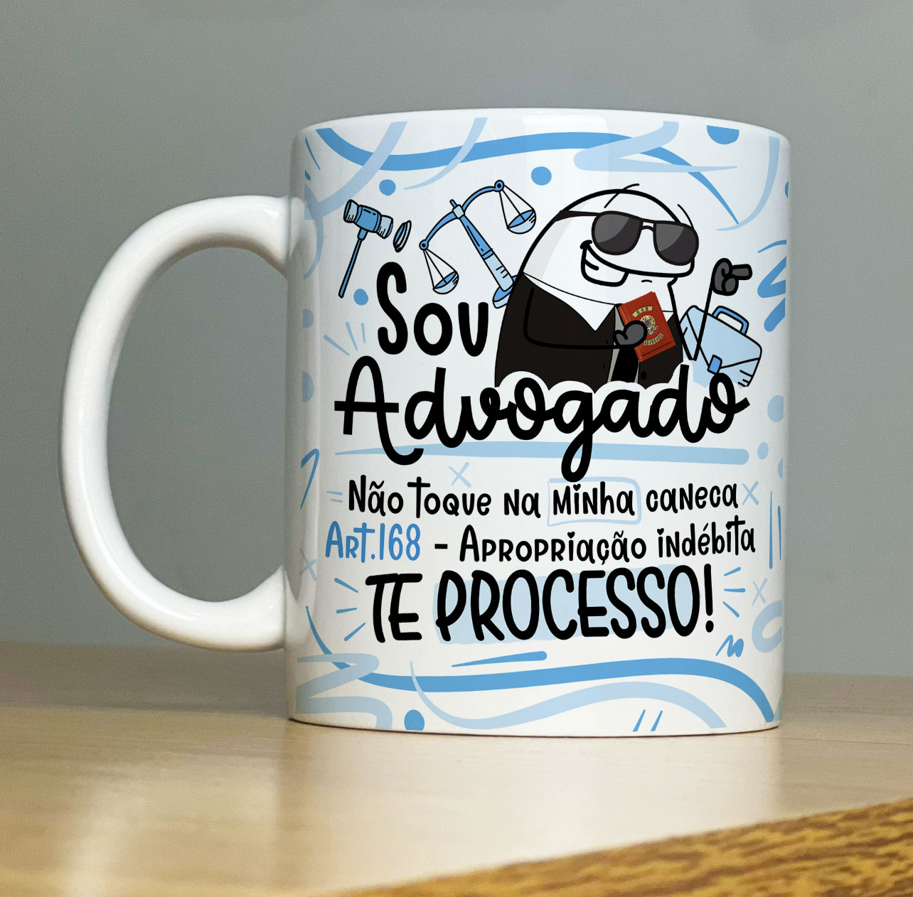 Caneca Personalizada de Porcelana – Profissão: Sou Advogado com Flork-  325ML