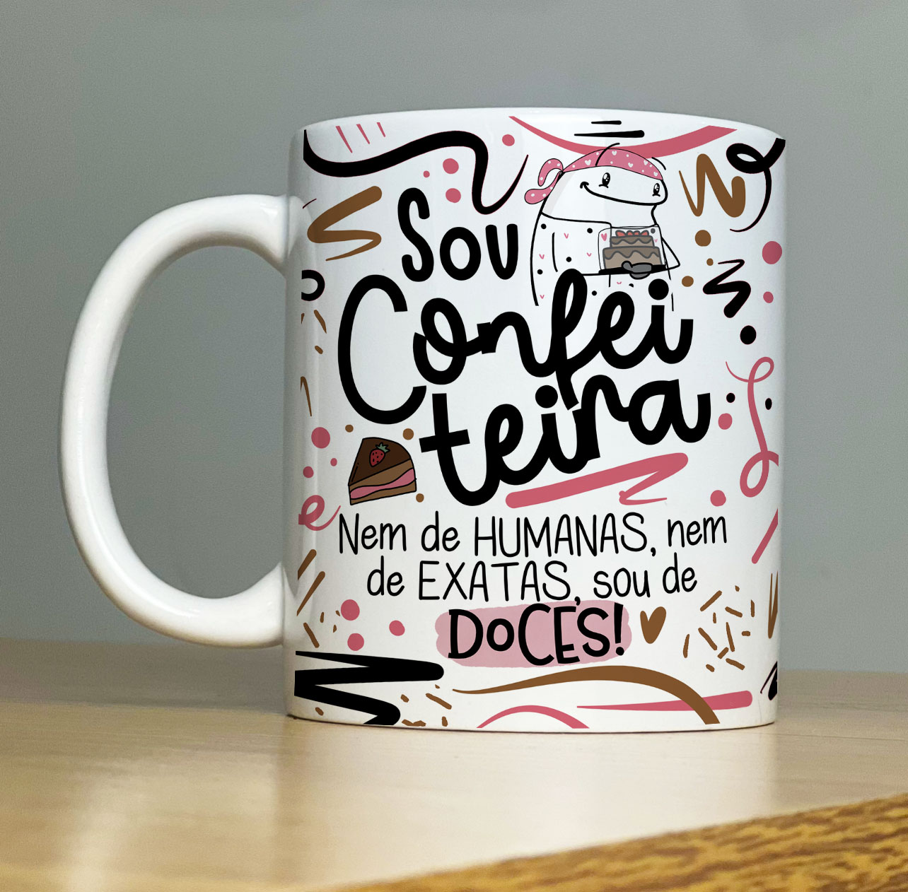 Caneca Personalizada de Porcelana – Profissão: Sou Confeiteira  com Flork -  325ML