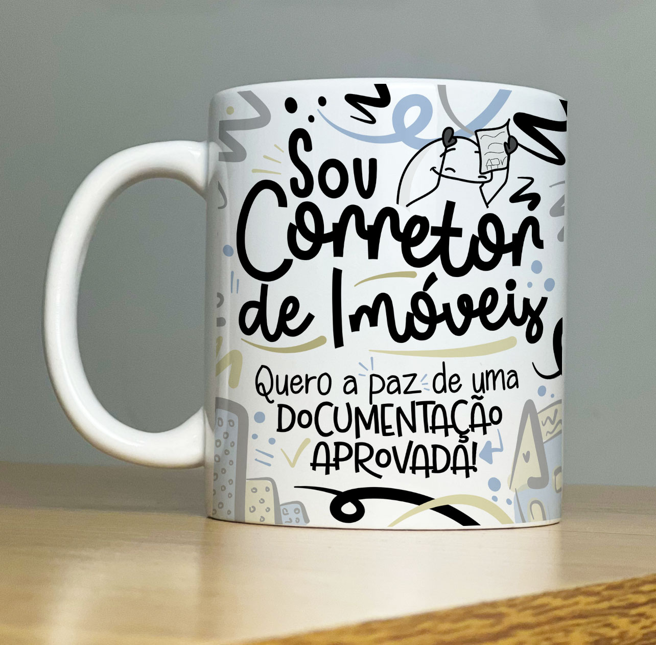 Caneca Personalizada de Porcelana – Profissão: Sou Corretor de imóveis  com Flork -  325ML