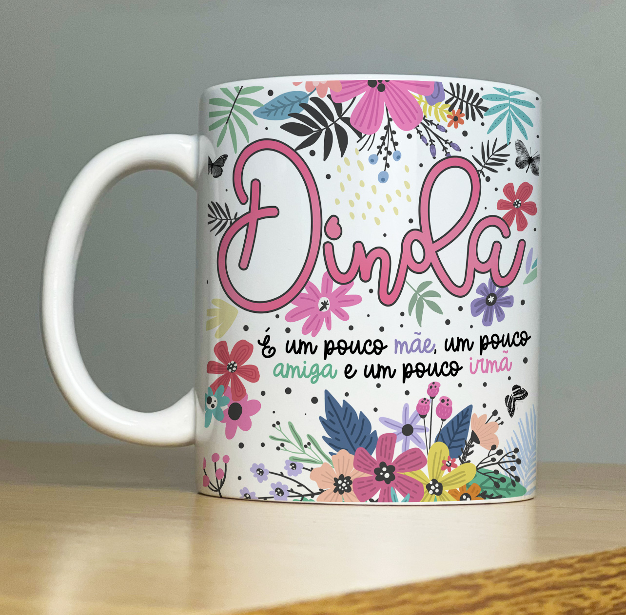 Caneca Personalizada de Porcelana   Tema: Família   caneca para Dinda    
