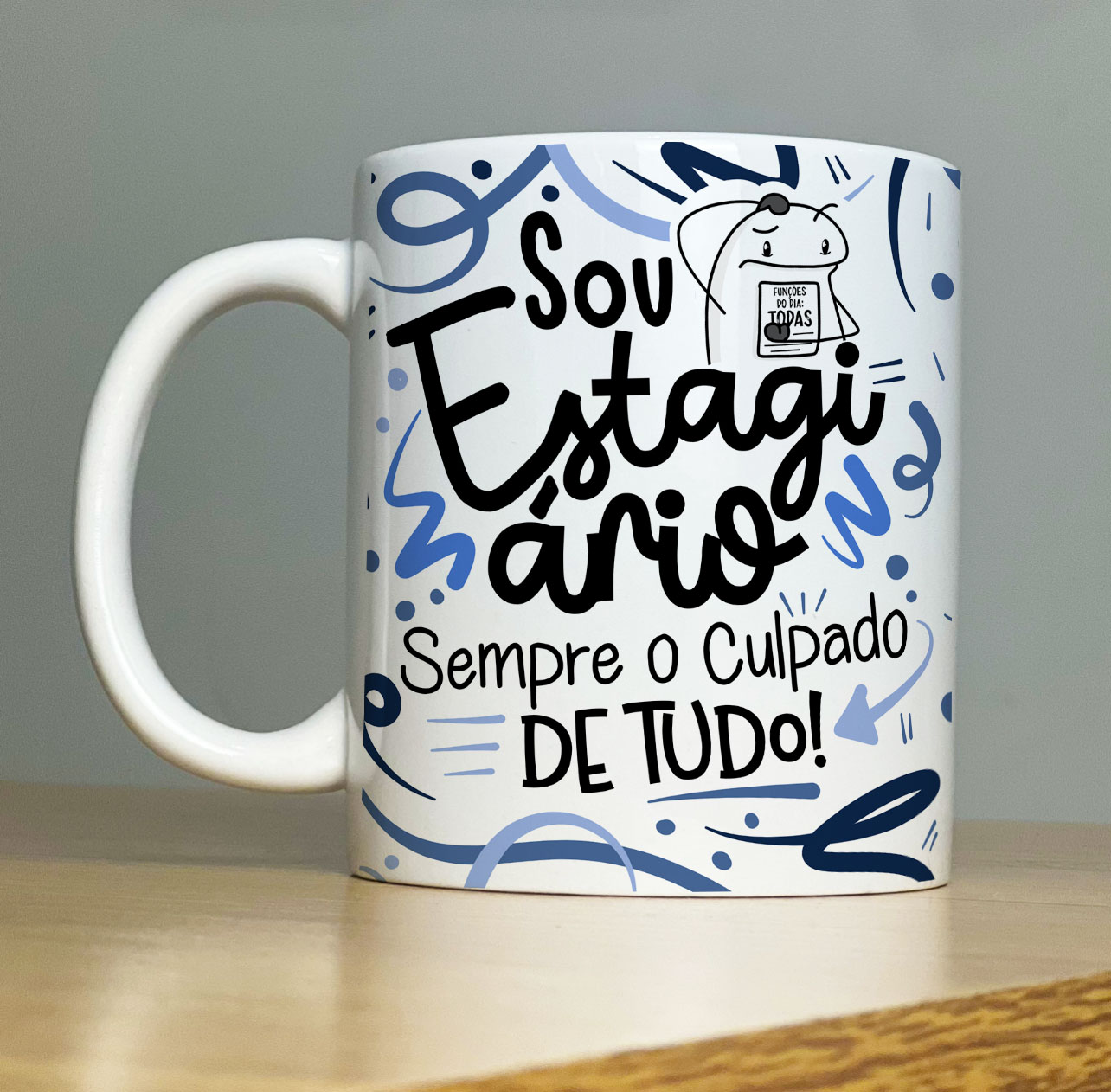 Caneca Personalizada de Porcelana – Profissão: Sou Estágiario com Flork  -  325ML