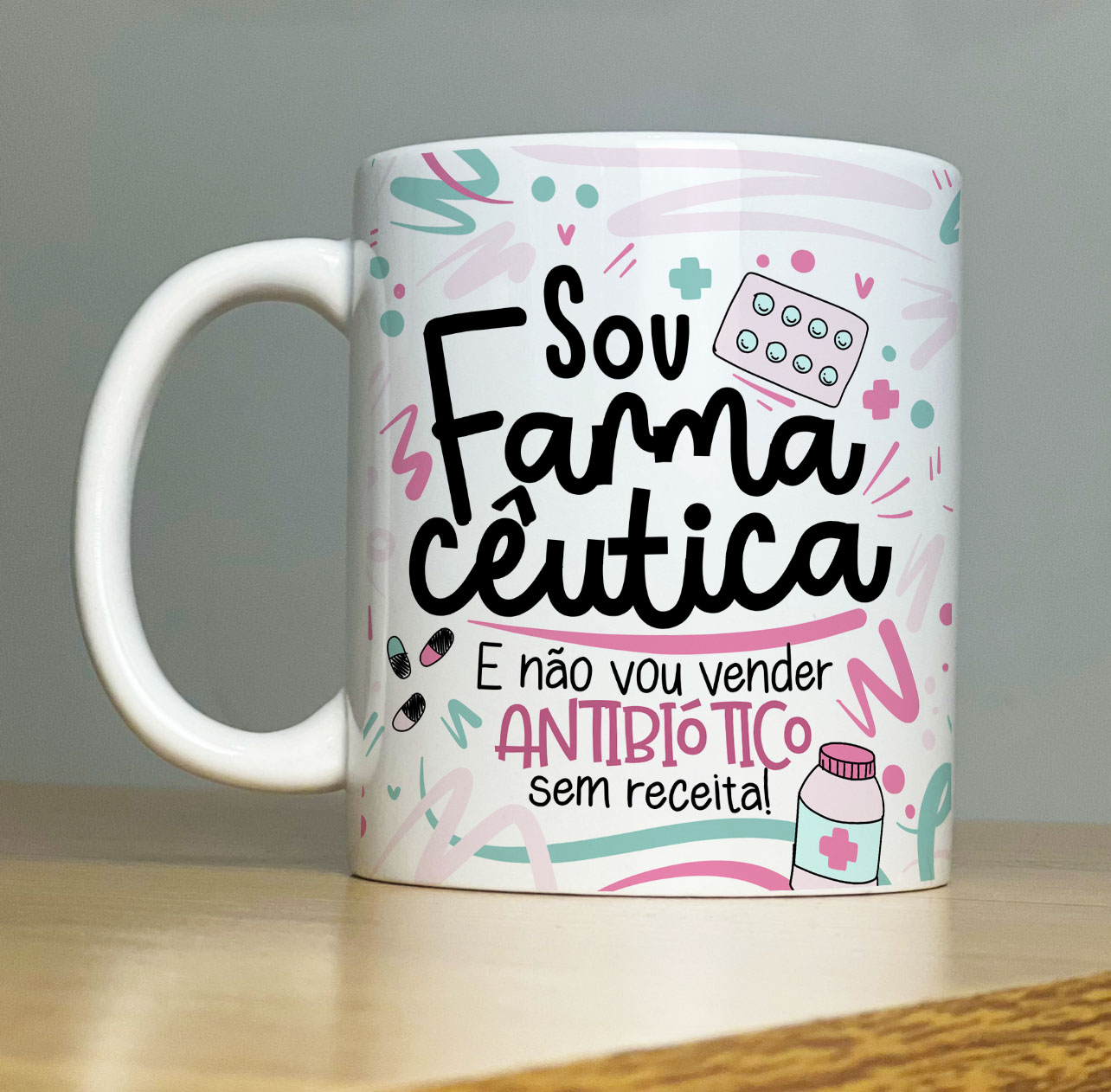 Caneca Personalizada de Porcelana – Profissão: Sou Famacêutica  -  325ML