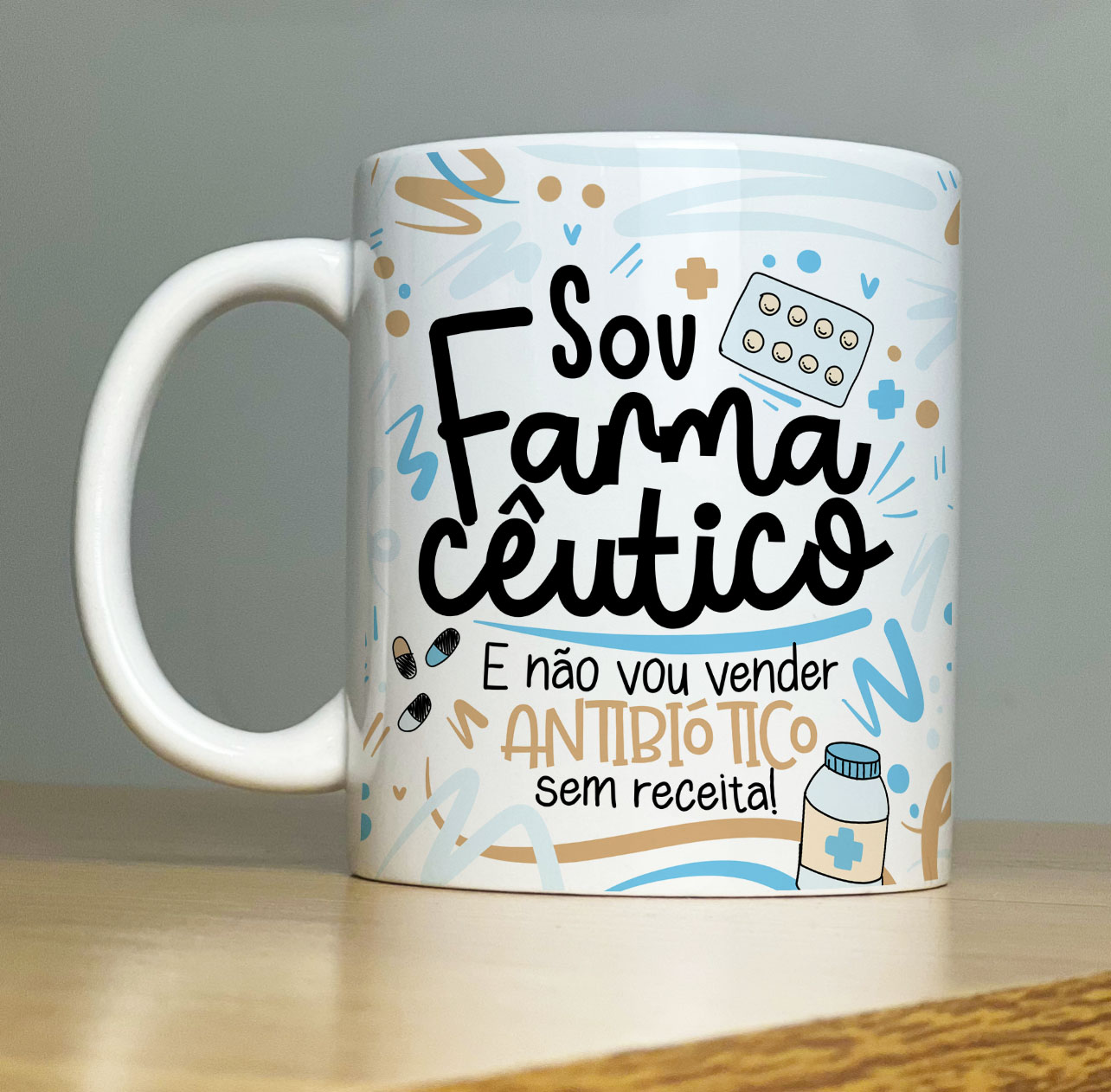 Caneca Personalizada de Porcelana – Profissão: Sou Famacêutico  -  325ML