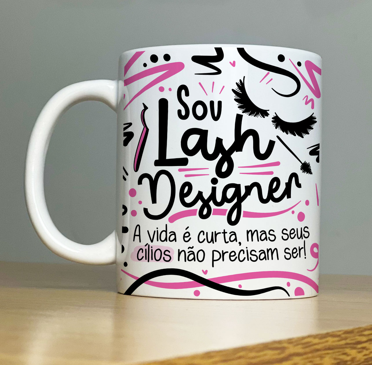 Caneca Personalizada de Porcelana – Profissão: Sou Lash Designer  -  325ML