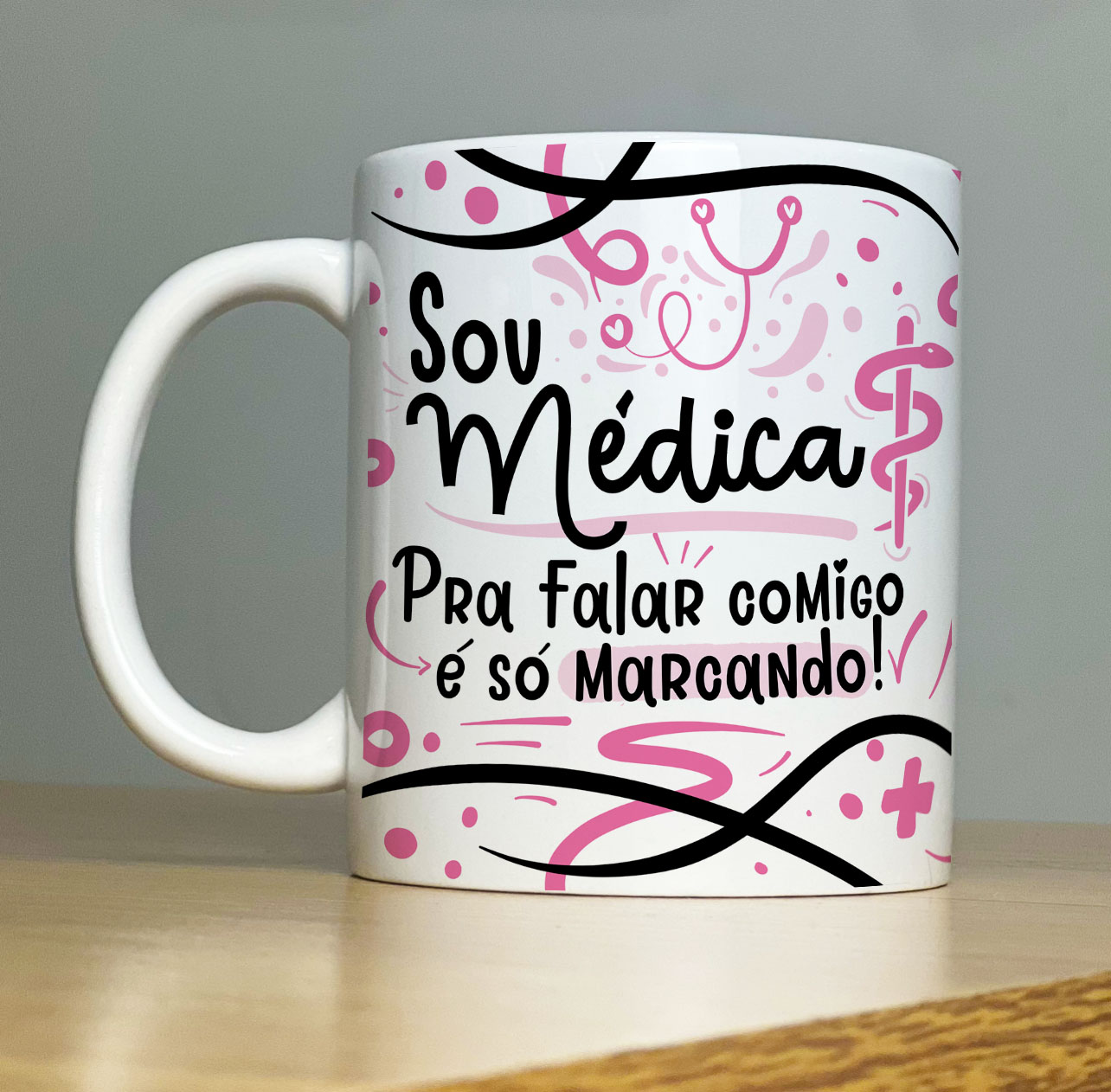 Caneca Personalizada de Porcelana – Profissão: Sou Médica   - 325ML