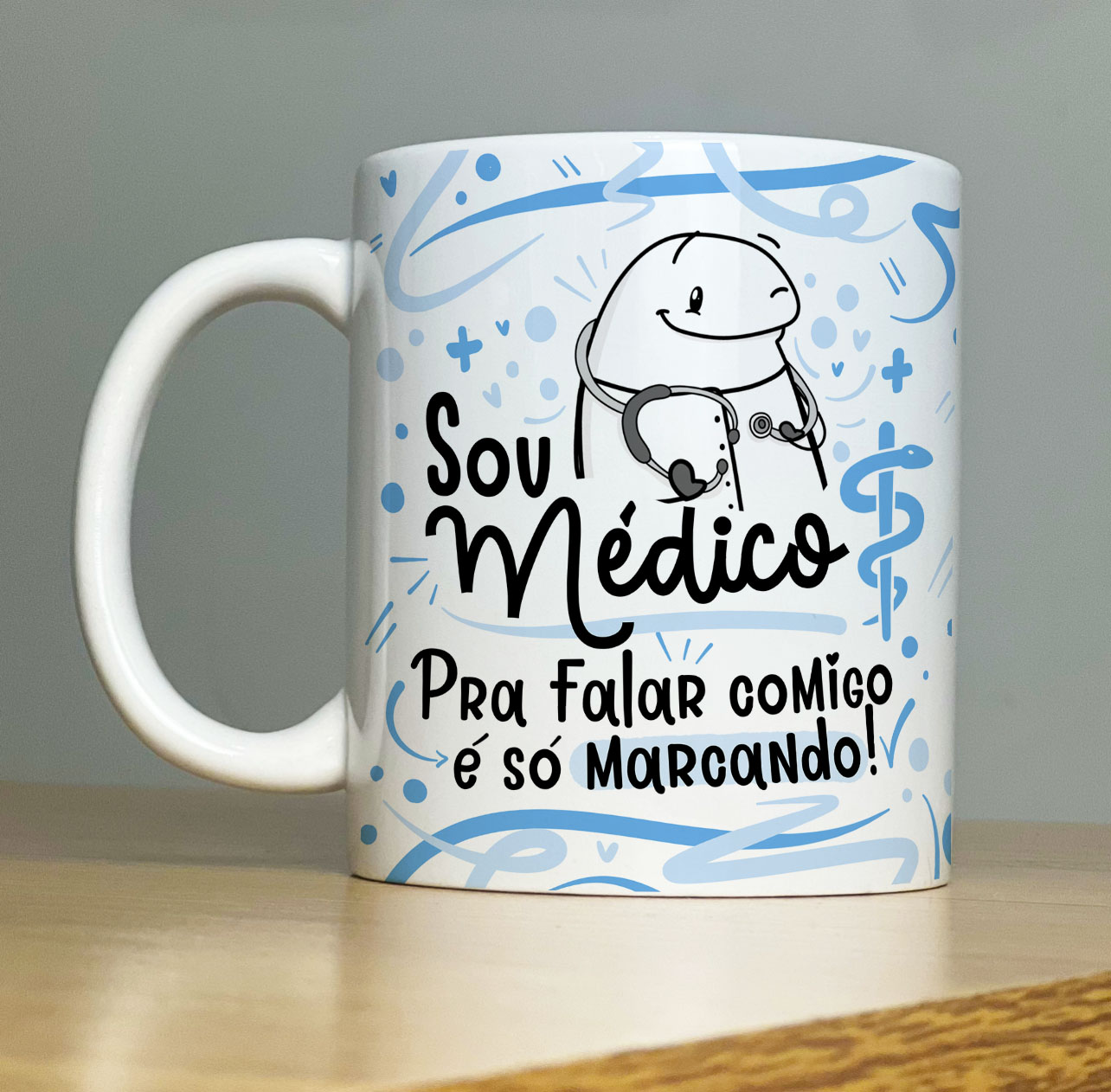 Caneca Personalizada de Porcelana – Profissão: Sou Médico com Flork   - 325ML
