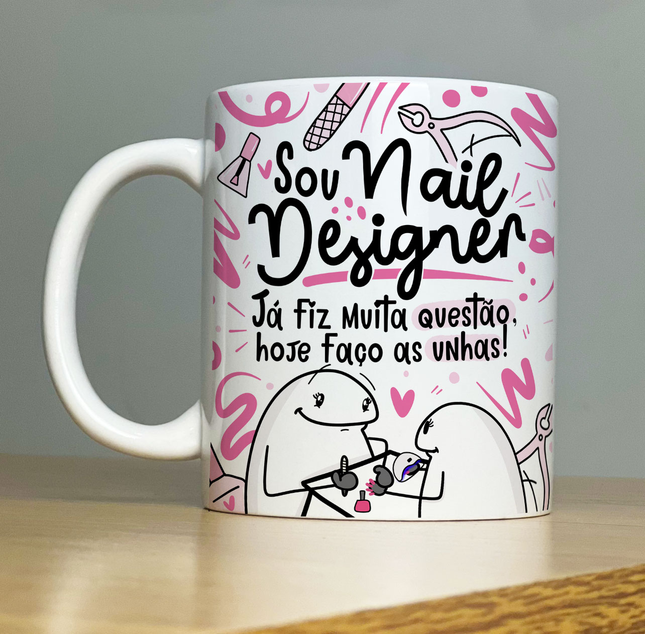 Caneca Personalizada de Porcelana – Profissão: Sou Nail Designer com Flork   - 325ML