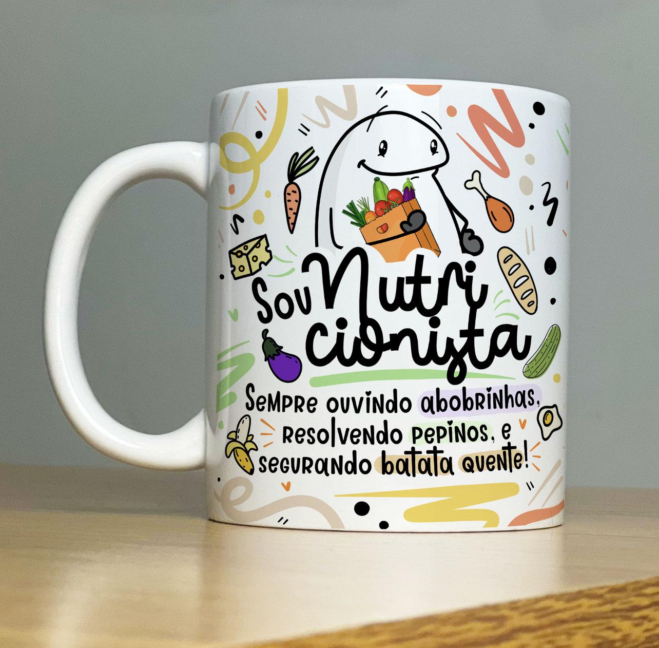 Caneca Personalizada de Porcelana – Profissão: Sou Nutricionista com Flork   - 325ML
