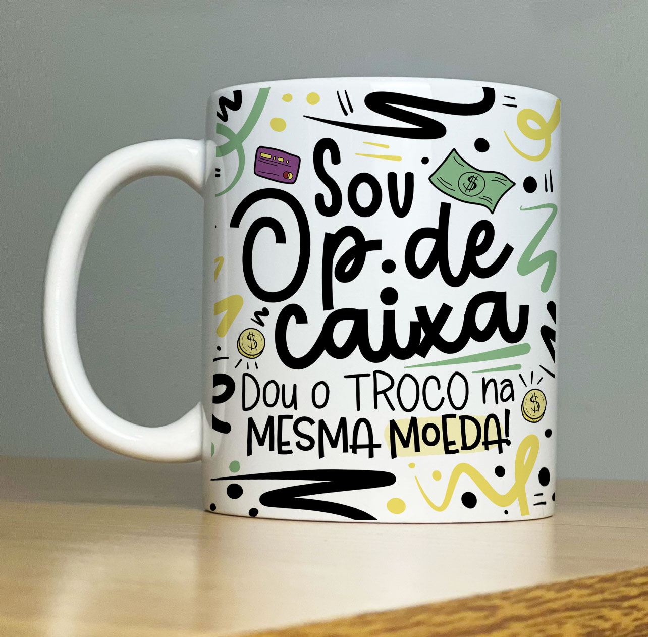 Caneca Personalizada de Porcelana – Profissão: Sou operador de caixa   - 325ML