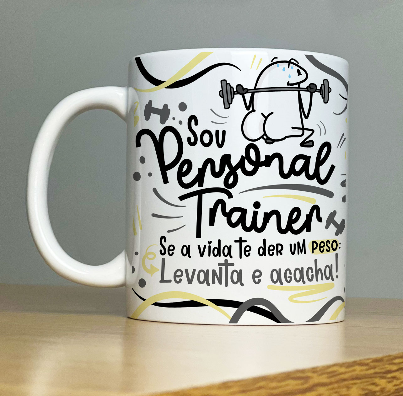 Caneca Personalizada de Porcelana – Profissão: Sou Personal Trainer   - 325ML