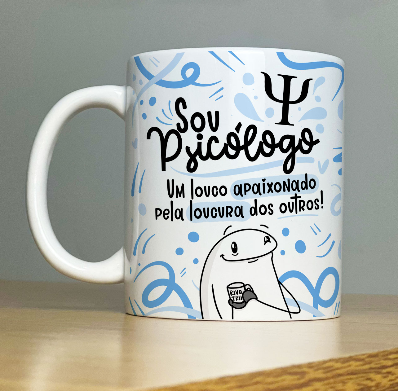 Caneca Personalizada de Porcelana – Profissão: Sou Psicólogo com Flork  - 325ML