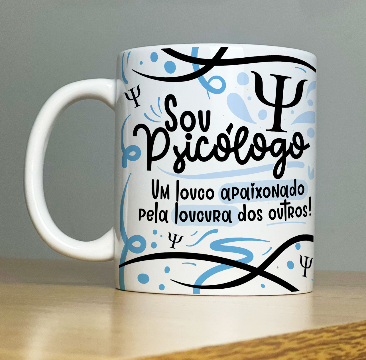 Caneca Personalizada de Porcelana – Profissão: Sou Psicólogo sem Flork  - 325ML