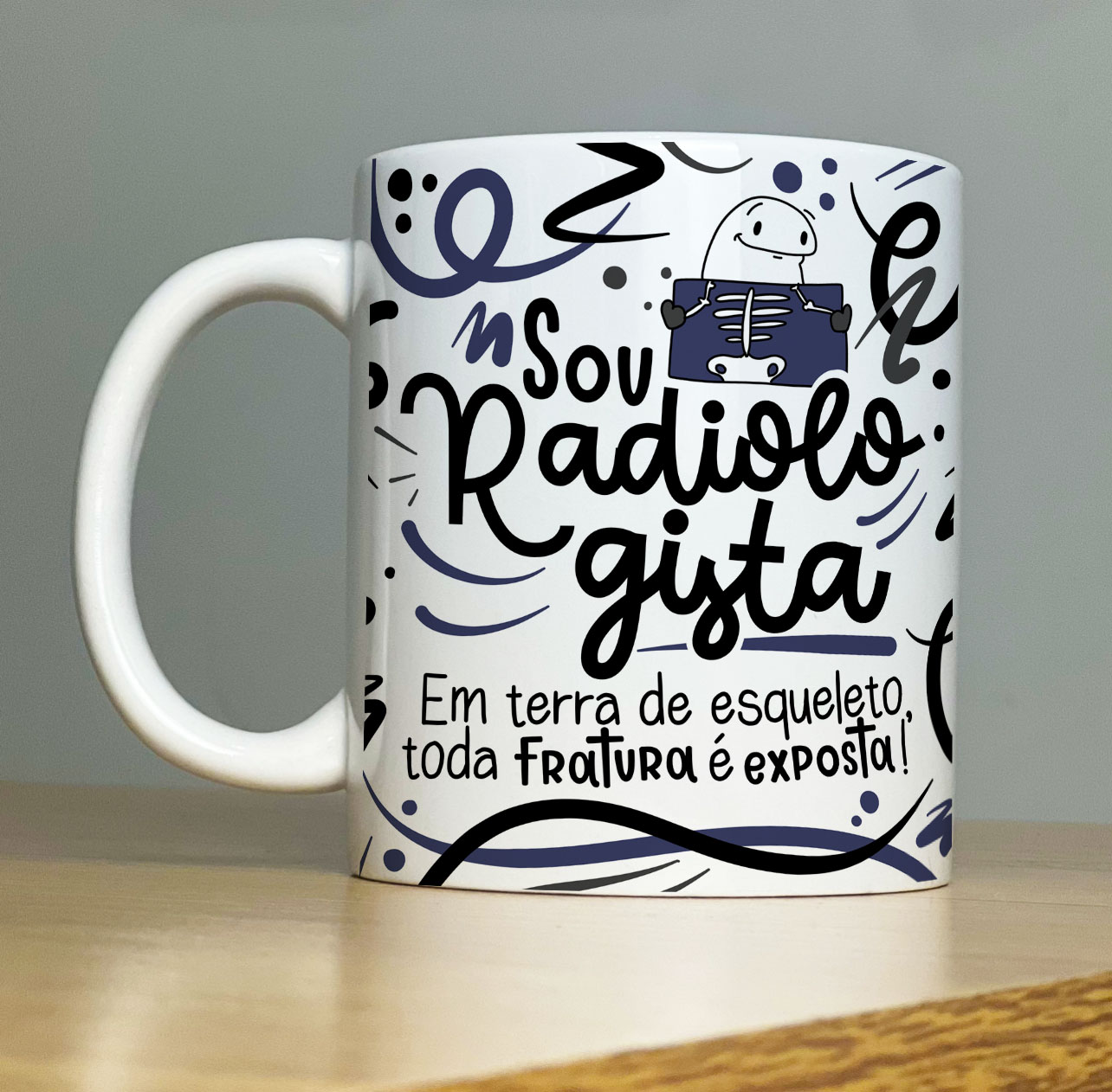 Caneca Personalizada de Porcelana – Profissão: Sou Radiologista com Flork  - 325ML