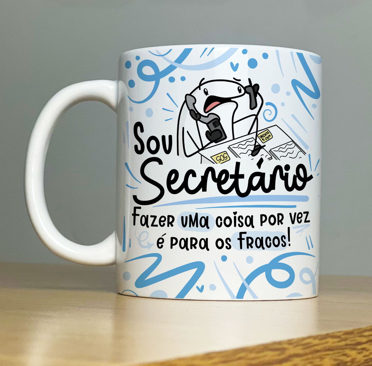 Caneca Personalizada de Porcelana – Profissão: Sou Secretário com Flork - 325ML