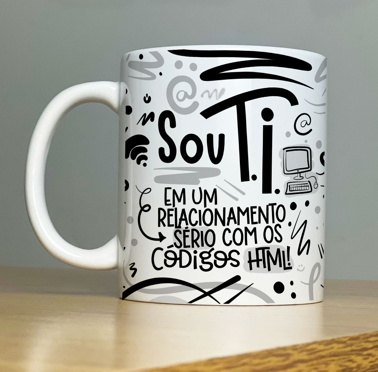 Caneca Personalizada de Porcelana – Profissão: Sou Tecnologia da Informação - 325ML