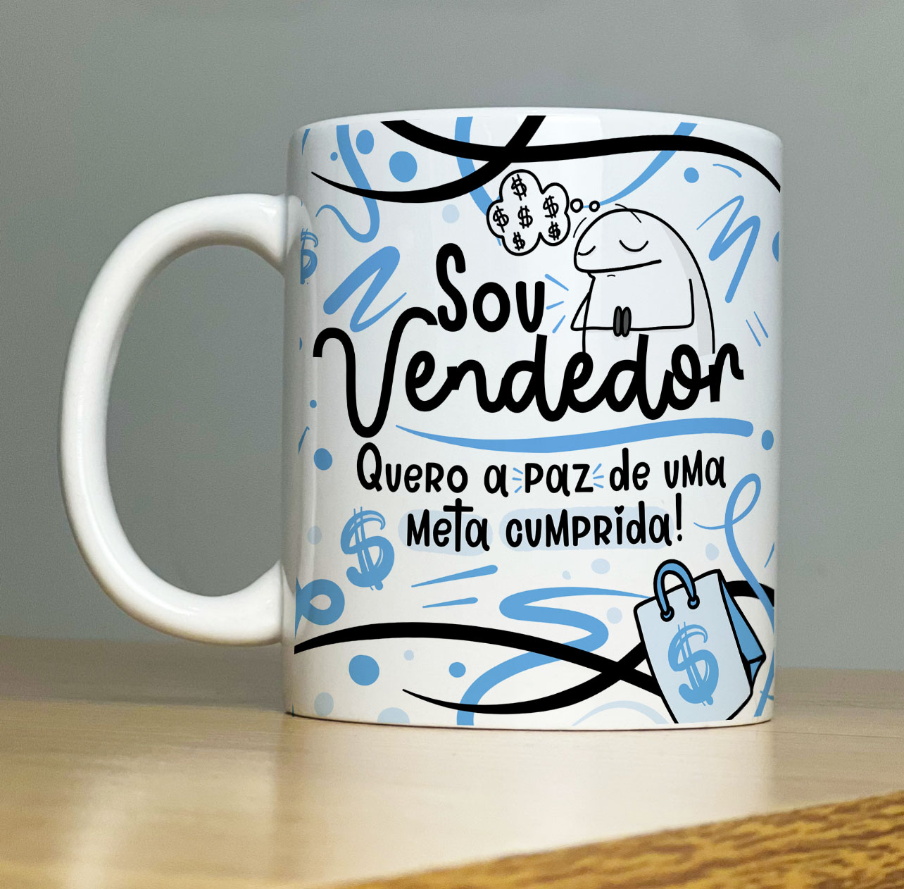 Caneca Personalizada de Porcelana – Profissão: Sou vendedor - 325ML
