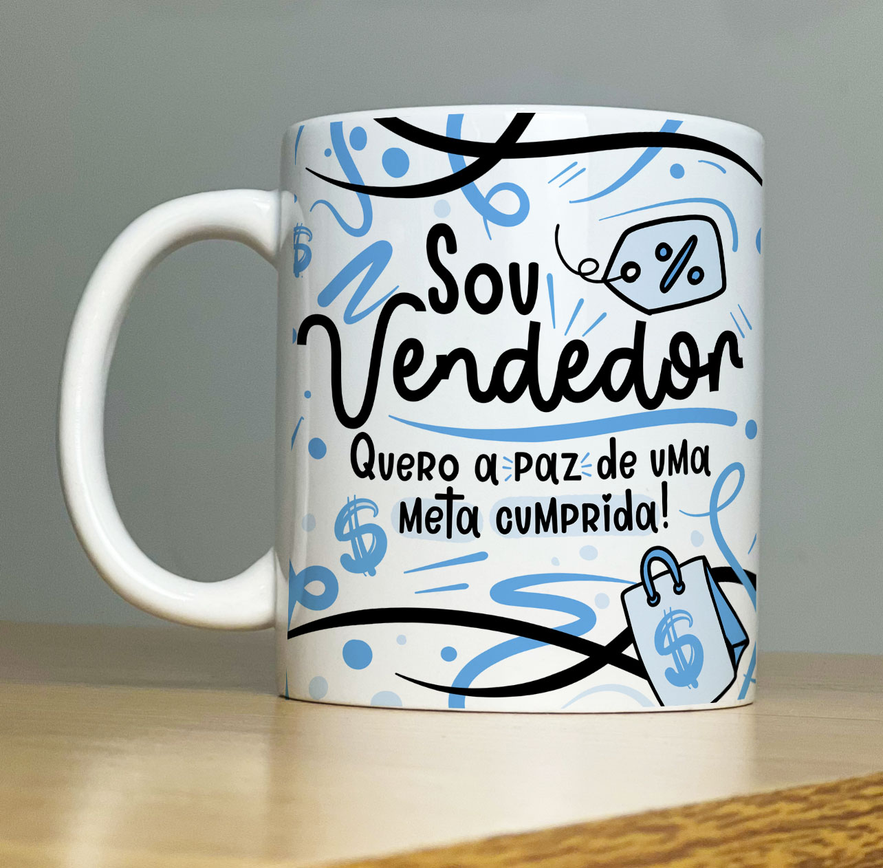 Caneca Personalizada de Porcelana – Profissão: Sou Vendedor  com Flork - 325ML