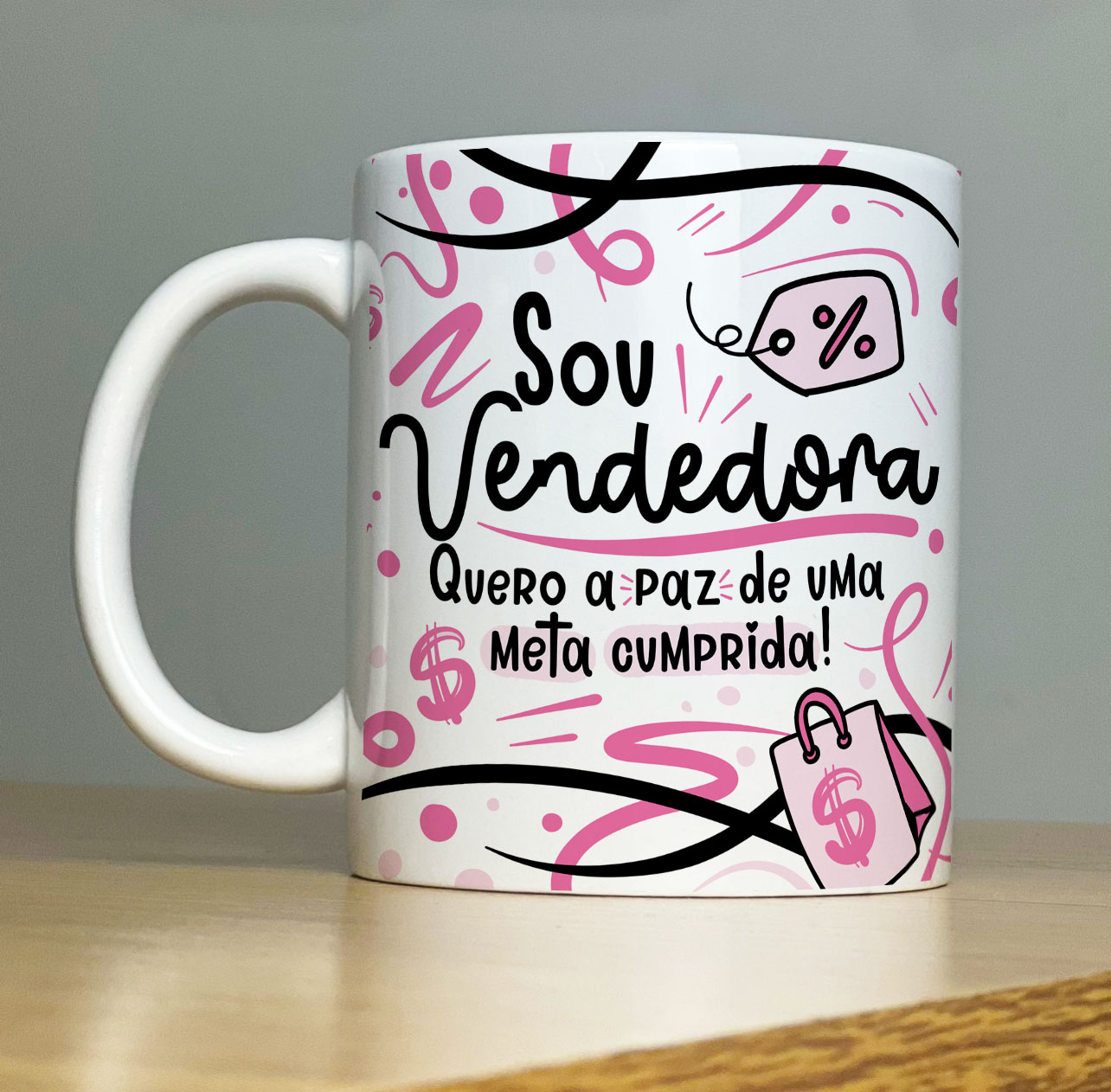 Caneca Personalizada de Porcelana – Profissão: Sou Vendedora - 325ML