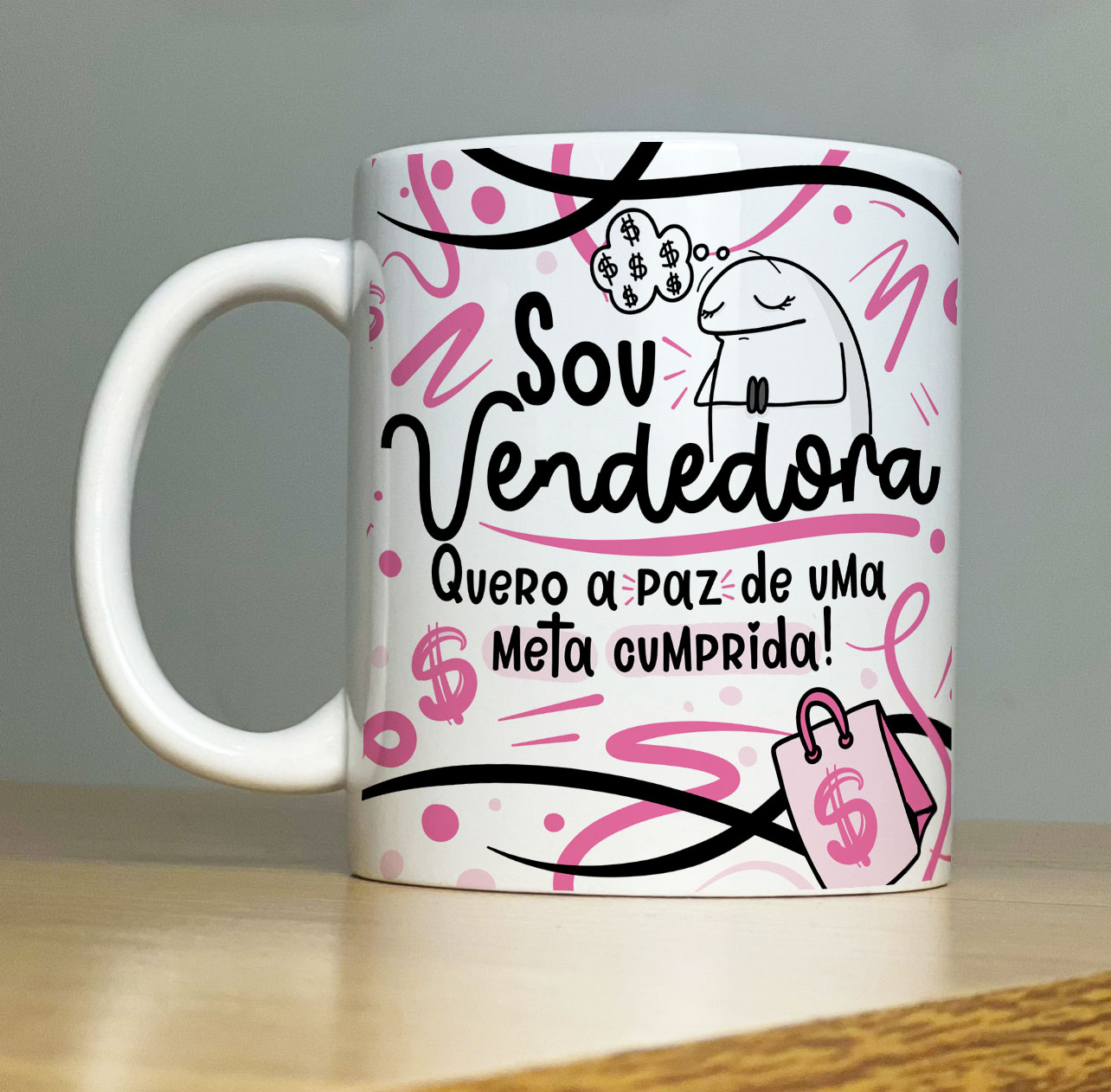 Caneca Personalizada de Porcelana – Profissão: Sou Vendedora  com Flork - 325ML